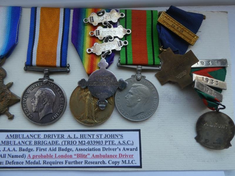 1914/15 STAR TRIO-DEFENCE MEDAL AND RELATED ST.JOHNS AMBULANCE MEDALS-SAFE DRIVING MEDALS ETC — image 2