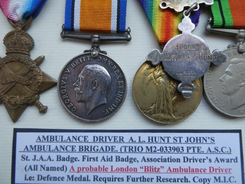 1914/15 STAR TRIO-DEFENCE MEDAL AND RELATED ST.JOHNS AMBULANCE MEDALS-SAFE DRIVING MEDALS ETC — image 3