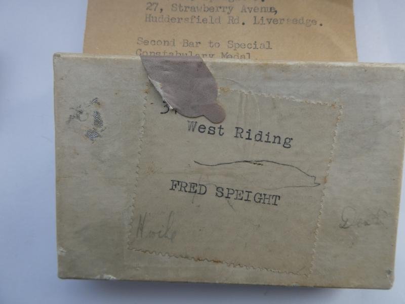 SPECIAL CONSTABULARY MEDAL TO FRED SPEIGHT-WEST RIDING SPECIAL CONSTABULARY — image 3