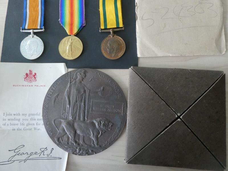 SCARCE CASUALTY TERRITORIAL FORCE WAR MEDAL AND PLAQUE GROUP TO ALLISON -25TH (TYNESIDE IRISH) BN NORTHUMBERLAND FUSILIERS-KILLED IN ACTION ON 9TH APRIL 1917-FIRST DAY OF BATTLE OF ARRAS — image 2