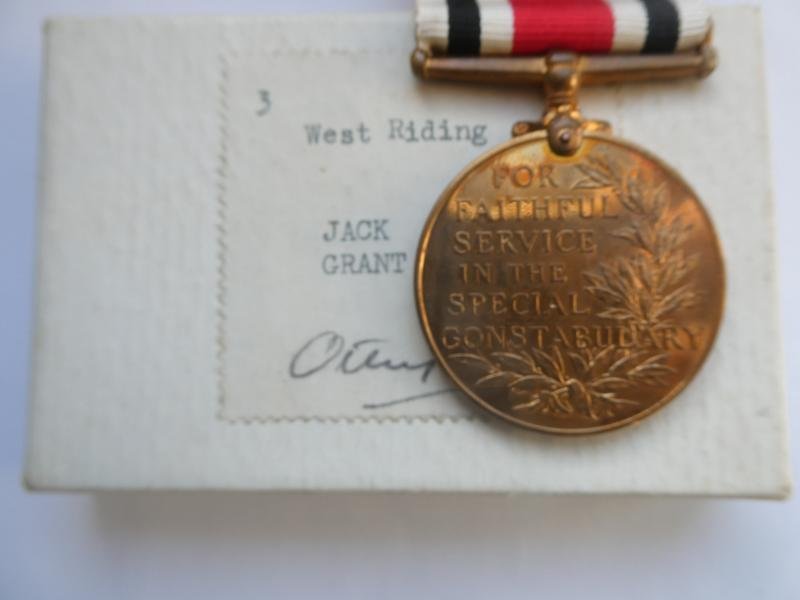 SPECIAL CONSTABULARY MEDAL IN BOX OF ISSUE TO JACK GRANT (WEST RIDING) — image 2