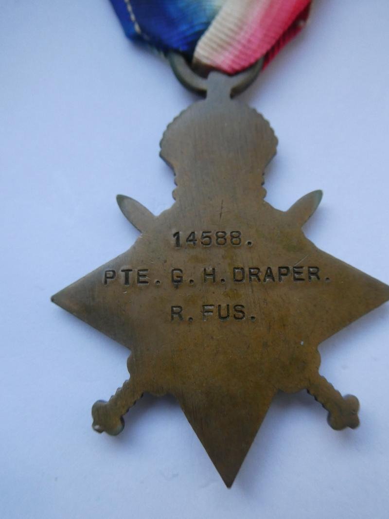 1914/15 STAR TO DRAPER-ROYAL FUSILIERS-DESERTED TWICE — image 2