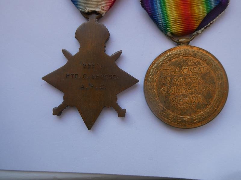 1914/15 STAR-VICTORY MEDAL-TO GENESE-ARMY PAY CORPS — image 2