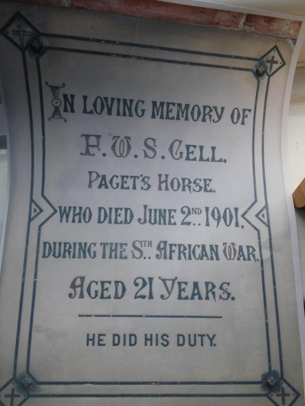 QUEENS SOUTH AFRICA MEDAL-TO PTE F.W.S. GELL -51ST COMPANY IMPERIAL YEOMANRY (PAGET'S HORSE)-DIED OF DESEASE AT LICHTENBURG, 1901 - — image 3