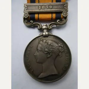 SOUTH AFRICA MEDAL (ZULU WARS) CLASP 1879-TO ELVIN-ROYAL MARINES-H.M.S. 'SHAH'-DISCHARGED …