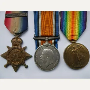 1914 STAR AND ORIGINAL AUG-NOV BAR TRIO-TO COLEMAN-1ST BATTALION NORFOLK …