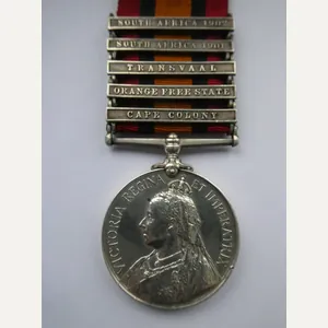 QUEENS SOUTH AFFRICA MEDAL TO HUNT-NORFOLK REGT-FROM LONG STRATTIN-NORFOLK