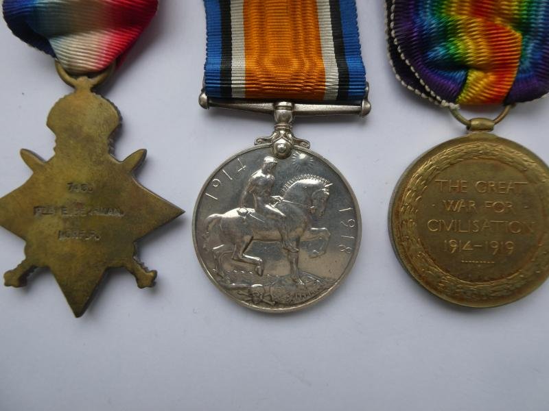 1914/15 STAR TRIO-TO BEARMAN-NORFOLK REGT-DIED AS A PRISONER OF WAR ON 23rd DECEMBER-1916 — image 2
