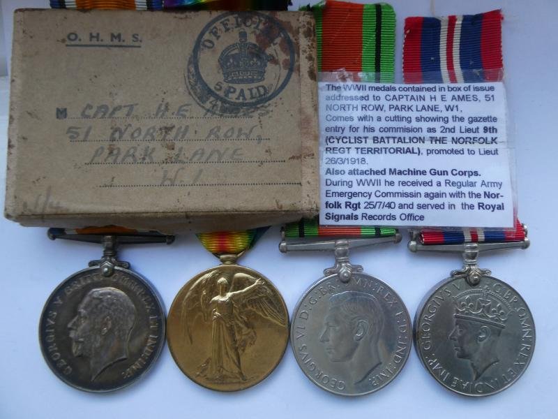 GROUP OF FOUR TO LIEUT HUGH ELGAR AMES-NORFOLK REGT