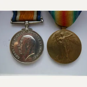 BRITISH WAR AND VICTORY MEDALS TO GREEN-ROYAL SUSSEX REGT