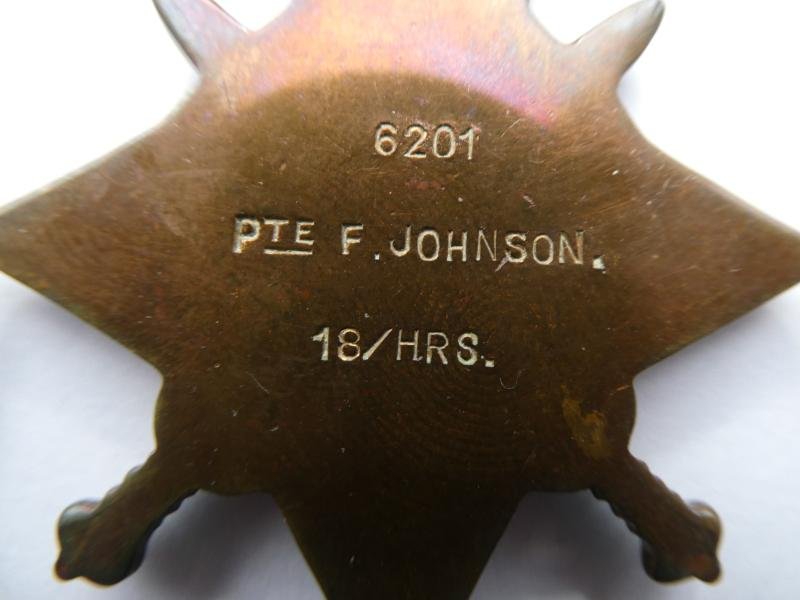 QUEENS SOUTH AFRICA MEDAL -1914 STAR TRIO JOHNSON-NORFOLK REGT MOUNTED INFANTRY AND 18TH HUSSARS-LATER SERVED WITH THE TANK CORPS — image 3