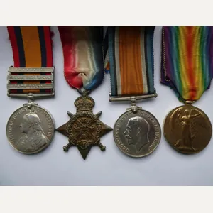 QUEENS SOUTH AFRICA MEDAL -1914 STAR TRIO JOHNSON-NORFOLK REGT MOUNTED …