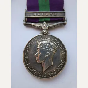 GENERAL SERVICE MEDAL CLASP MALAYA-TO WARRANT OFFICER JOHNSON-ROYAL AIR FORCE