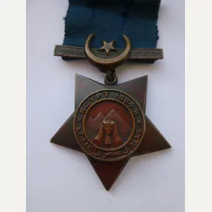 KHEDIVES STAR-1884-6-ON ORIGINAL STITCHED RIBBON