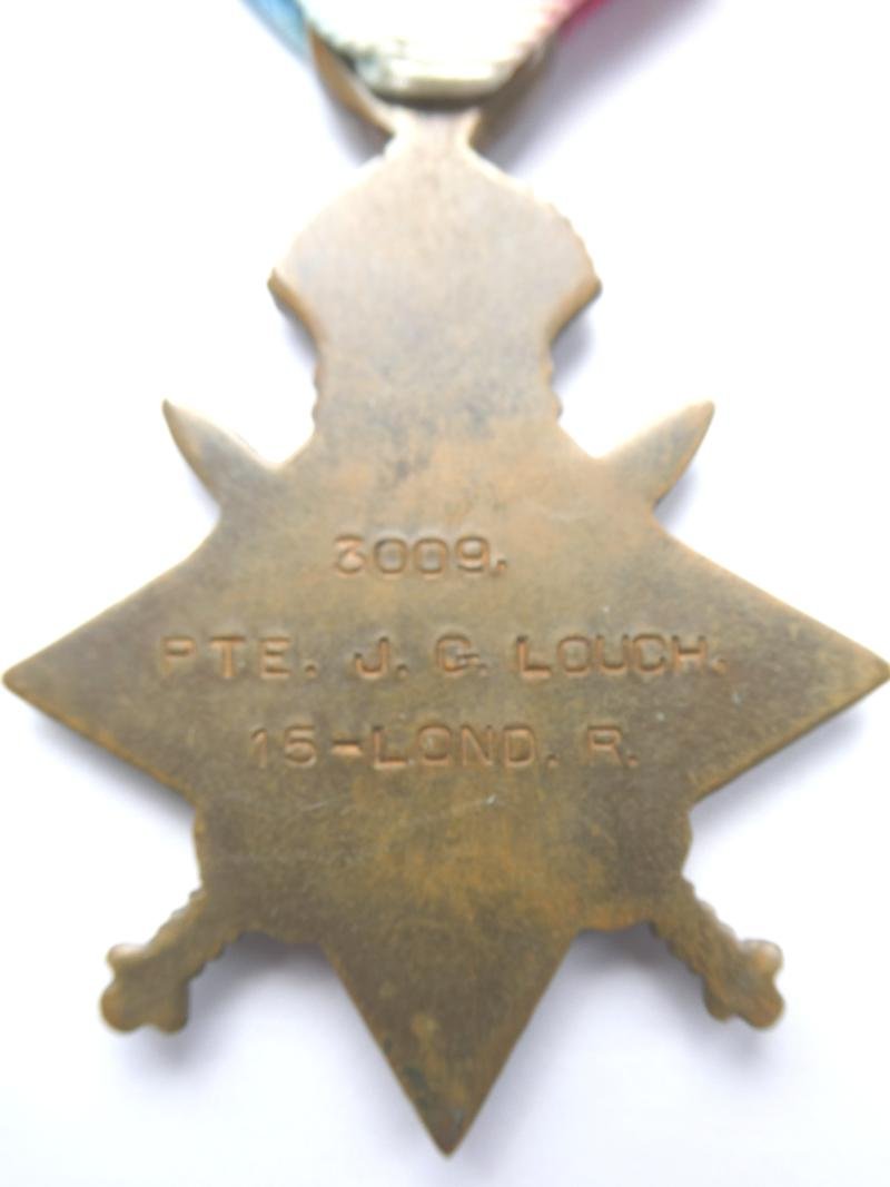 1914/15 STAR-TO LOUCH-15 LONDON REGT-LATER COMMISSIONED INTO THE MIDDLESEX REGT — image 2