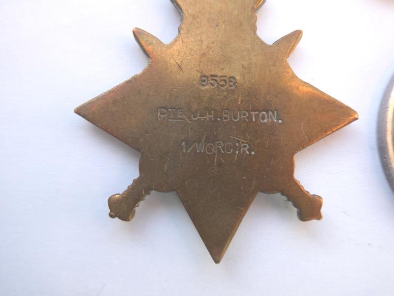 1914 STAR TRIO-TO BURTON-1st-WORCESTER REGIMENT — image 3
