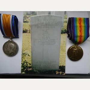 BRITISH WAR AND VICTORY MEDALS-TO BATTERY QUARTER MASTER SERGEANT WALTERS …