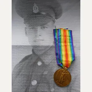 VICTORY MEDAL-TO DAVIES-ROYAL ARMY MEDICAL CORPS-AWARDED THE MILITARY MEDAL- LONDON …