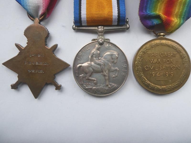 1914 STAR TRIO-TO WOOD-ROYAL FUSILIERS — image 2