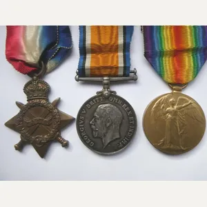 1914/15 STAR TRIO-TO WATSON-ROYAL HIGHLANDERS (BLACK WATCH)-WOUNDED IN CHEST-1917