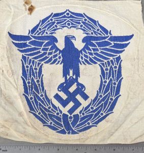Original WWII German POLICE FEUERSCHUTZPOLIZEI NCO'S SLEEVE EAGLE. (Ärmelhoheitsabzeichen) Certified