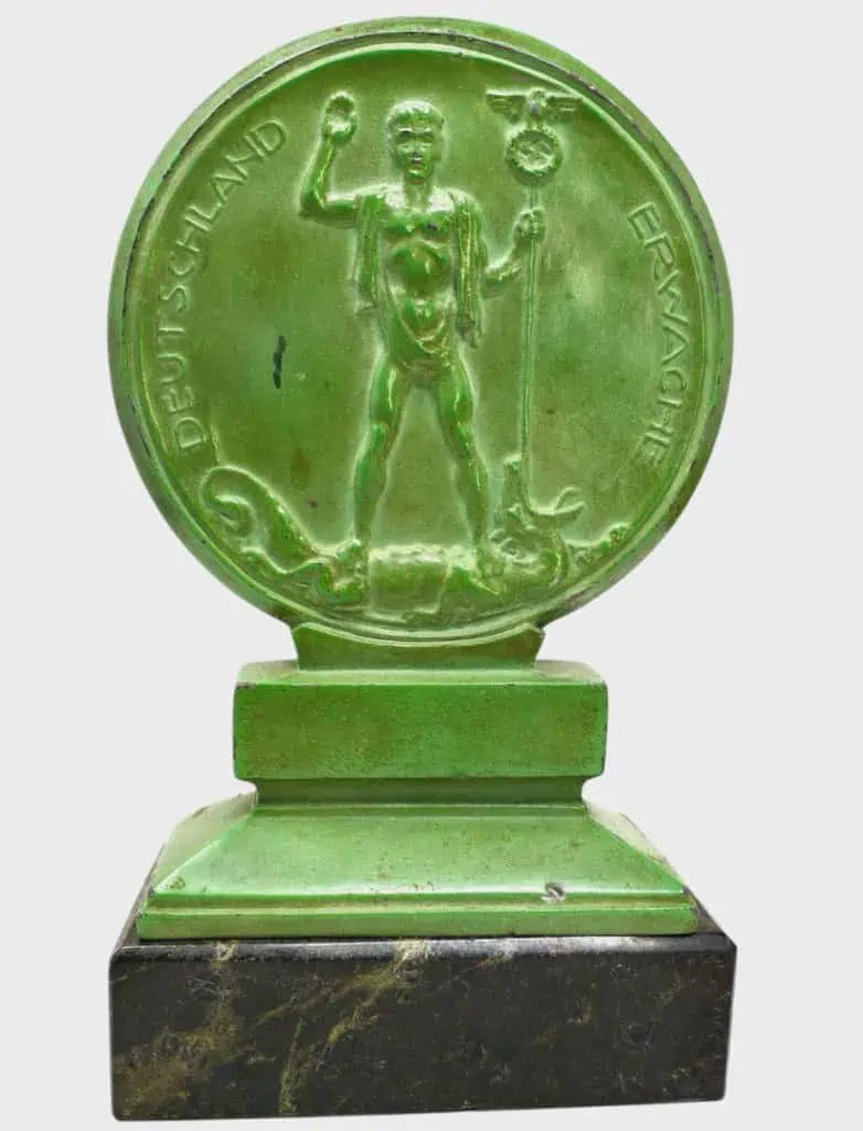 Original RARE OUTSTANDING Adolf Hitler Volkskanzler / Deutschland Erwache Desk Sculpture Certified — image 2