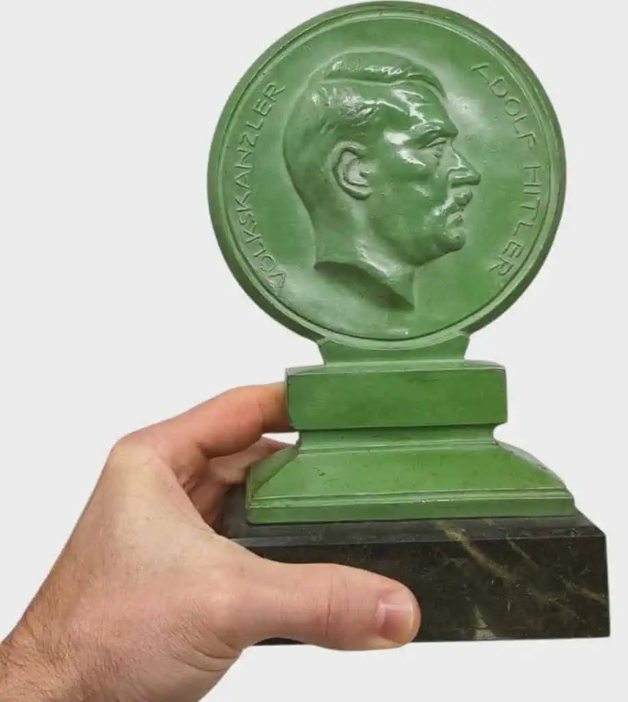 Original RARE OUTSTANDING Adolf Hitler Volkskanzler / Deutschland Erwache Desk Sculpture Certified — image 6