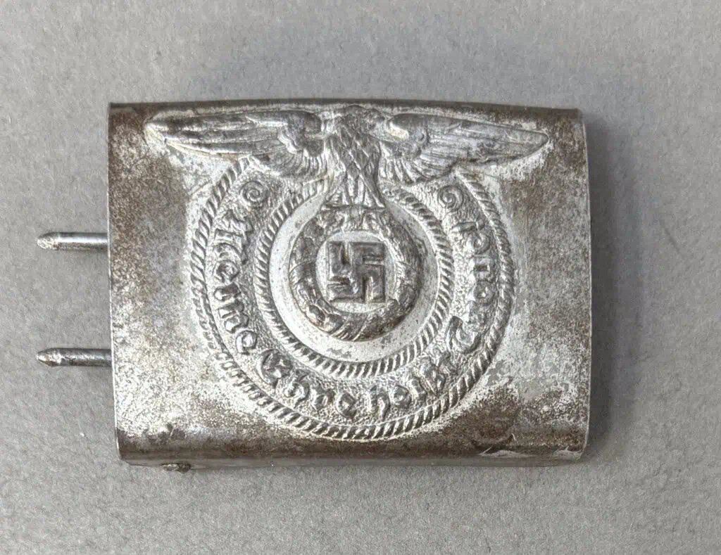 OUTSTANDING RARE Maker Marked Original WWII German Waffen SS COMBAT WORN Belt Buckle Certified — image 5