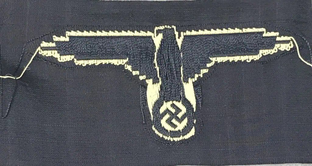 Original WWII German Waffen SS SLEEVE EAGLE. (Tropen SS-Ärmelhoheitsabzeichen) Brought Home By A U.S. Veteran Certified — image 2