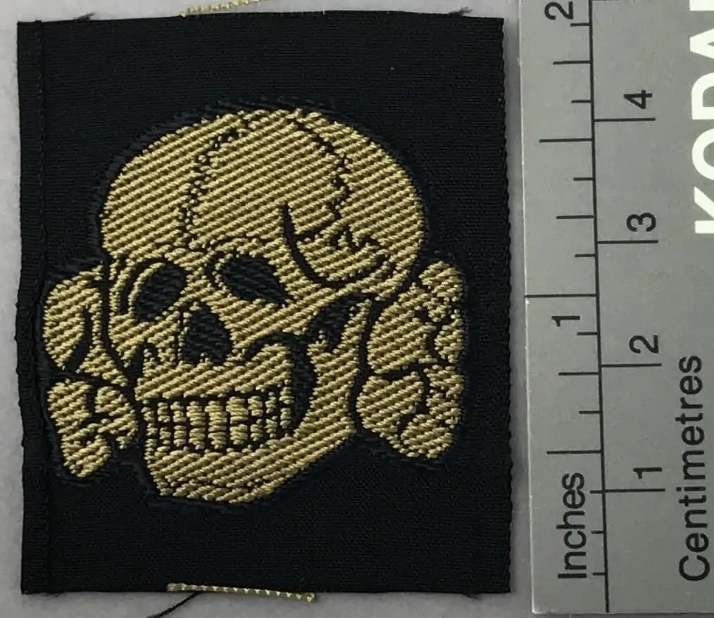Original WWII German Waffen SS EM/NCO'S M41/OVERSEAS CAP SKULL. (Tropen Mützentotenkopf) Brought Home By A U.S. Veteran Certified. — image 5