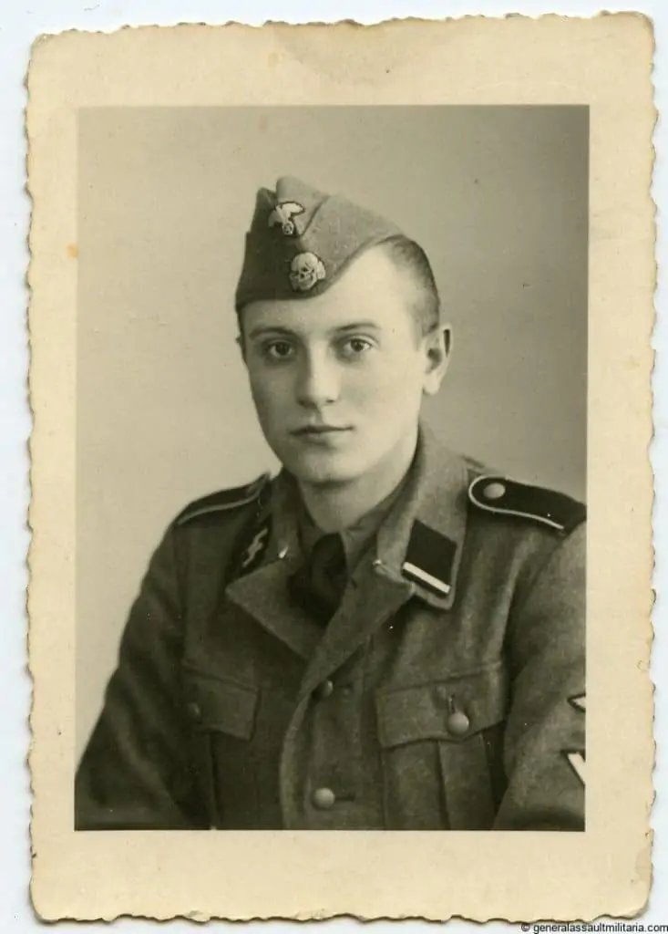 Original WWII German Waffen SS EM/NCO'S M41/OVERSEAS CAP SKULL. (Tropen Mützentotenkopf) Brought Home By A U.S. Veteran Certified. — image 6