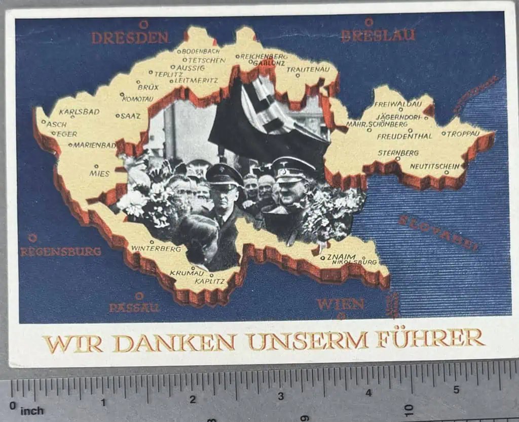 Original Classic Adolf Hitler Color Postcard Circa 1938 Certified By The Gettysburg Museum Of History — image 2