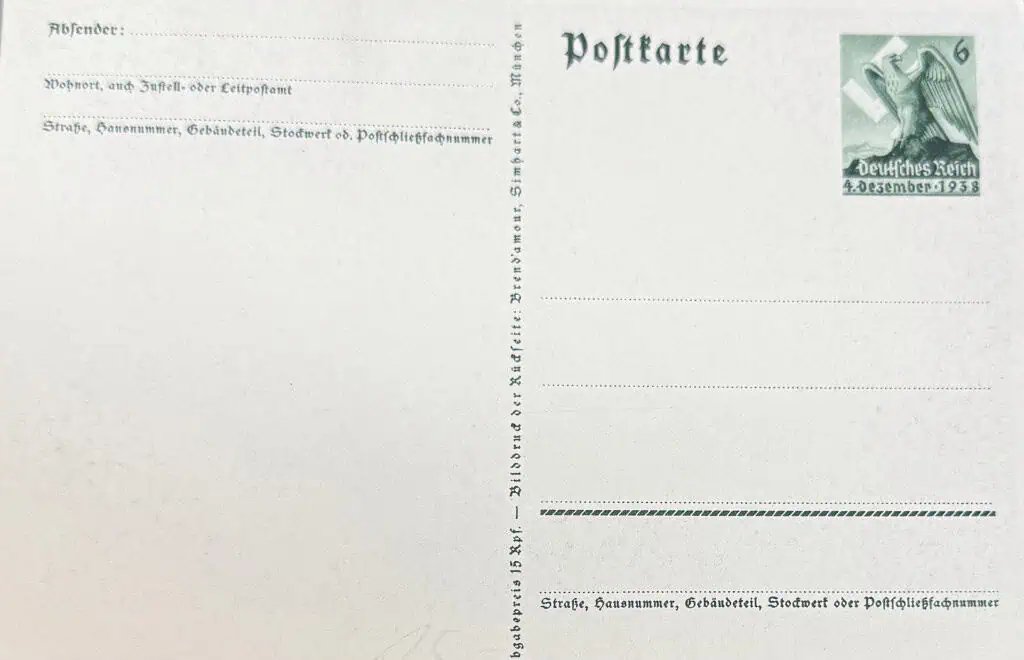 Original Classic Adolf Hitler Color Postcard Circa 1938 Certified By The Gettysburg Museum Of History — image 3