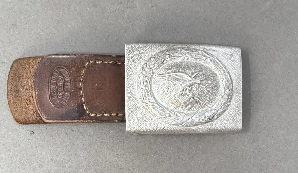 Original WWII German Luftwaffe (Airforce) EM/NCO'S BELT BUCKLE. (Koppelschloß) With Leather Tab Brought Home By A U.S. Veteran Certified — image 2