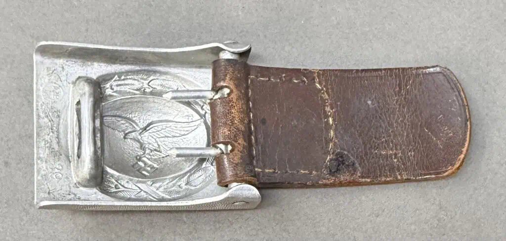 Original WWII German Luftwaffe (Airforce) EM/NCO'S BELT BUCKLE. (Koppelschloß) With Leather Tab Brought Home By A U.S. Veteran Certified — image 3