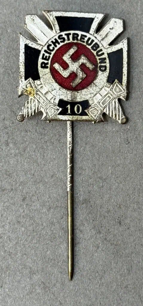 Scarce Original Third Reich Period German Veterans Organization 10 Year Membership Reichstreubund Lapel Badge Certified — image 2