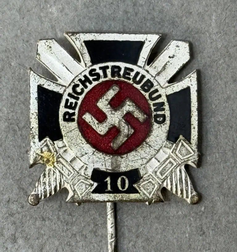 Scarce Original Third Reich Period German Veterans Organization 10 Year Membership Reichstreubund Lapel Badge Certified — image 6
