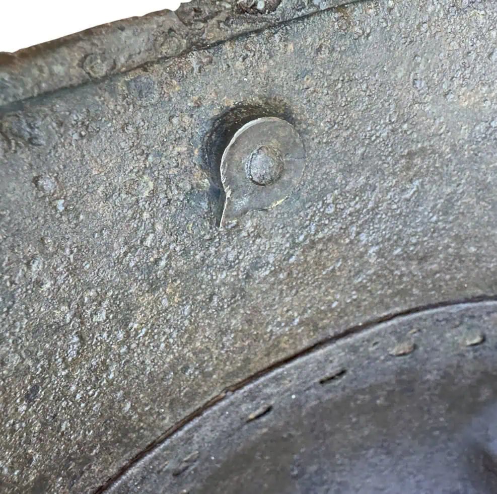 Original Battle Damaged WWII German Waffen SS M-35 DOUBLE Decal Combat Helmet Relic Recovered On The Eastern Front Certified — image 14