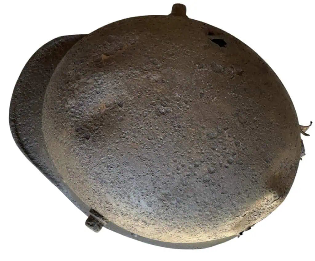 Original Battle Damaged WWII German Waffen SS M-35 DOUBLE Decal Combat Helmet Relic Recovered On The Eastern Front Certified — image 16