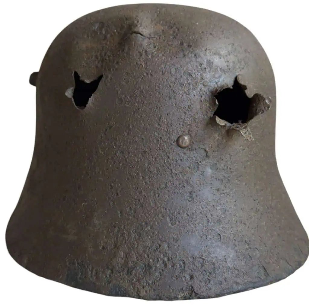 Original Battle Damaged WWII German Waffen SS M-35 DOUBLE Decal Combat Helmet Relic Recovered On The Eastern Front Certified — image 6