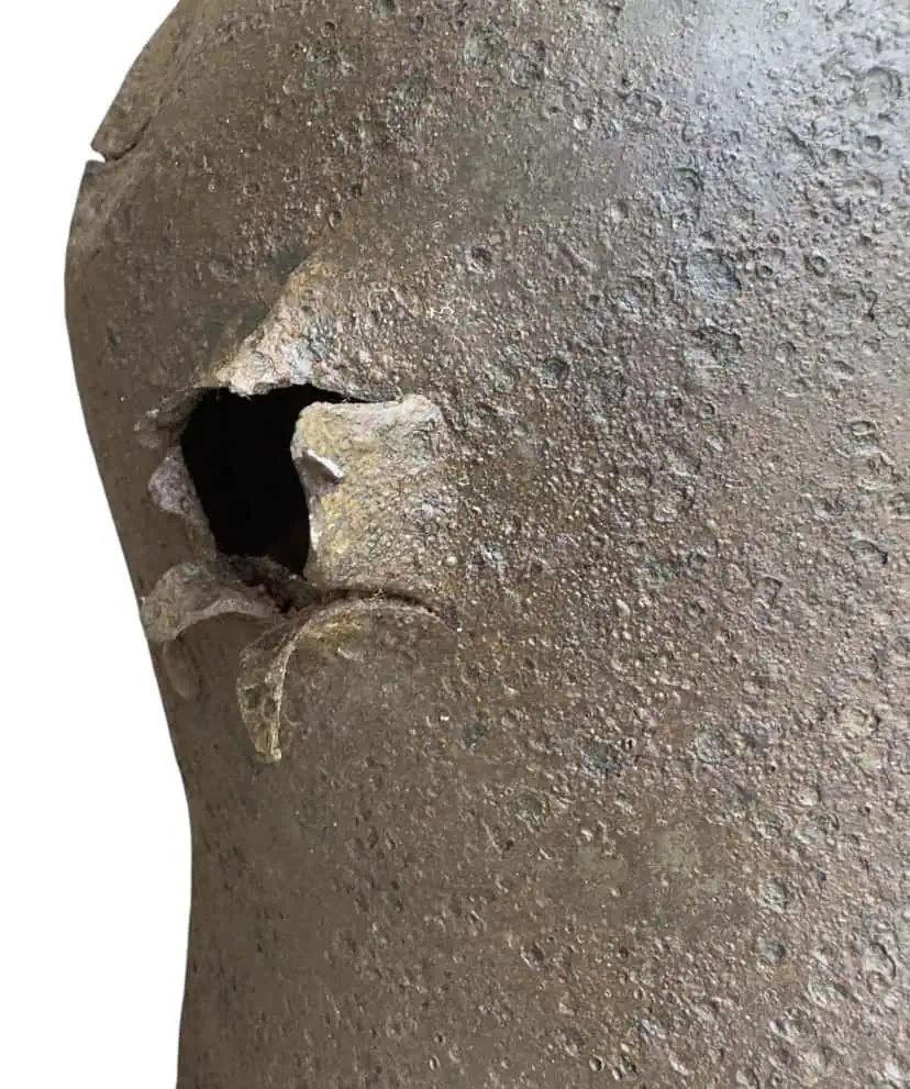 Original Battle Damaged WWII German Waffen SS M-35 DOUBLE Decal Combat Helmet Relic Recovered On The Eastern Front Certified — image 8