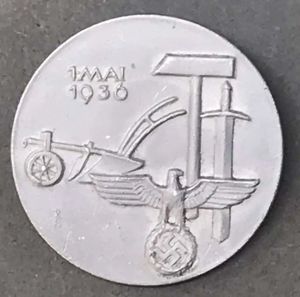 Original German NSDAP (NAZI PARTY) 1936 NATIONAL LABOR DAY BADGE. …