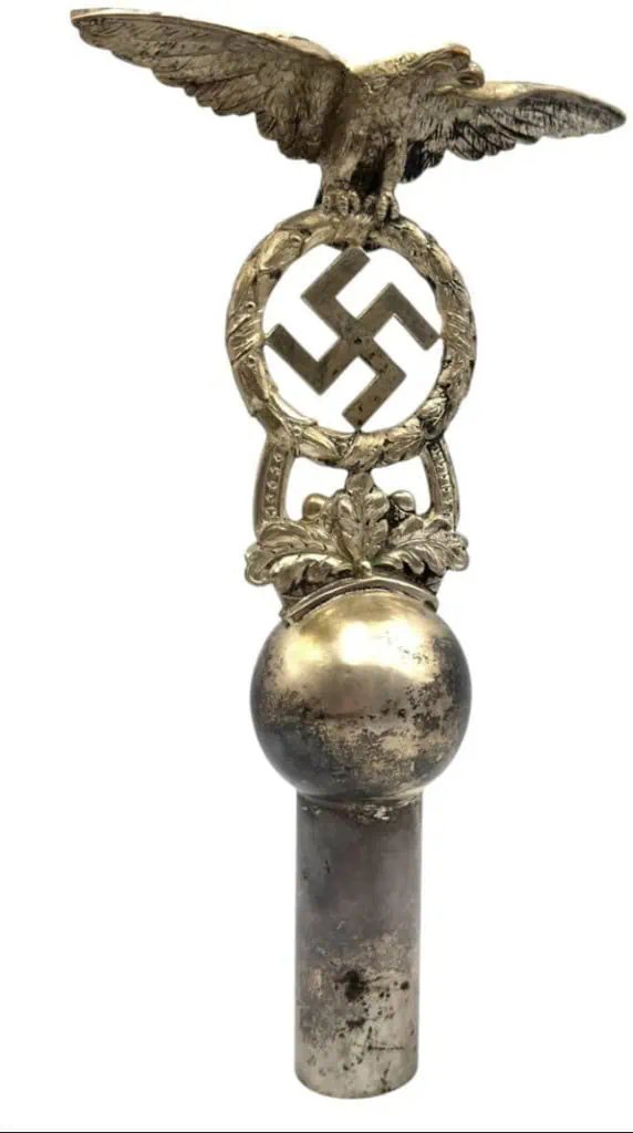 VERY RARE OUTSTANDING Original German Third Reich Eagle Pole Topper NSDAP Herborn Town Flag Standarte Certified — image 5