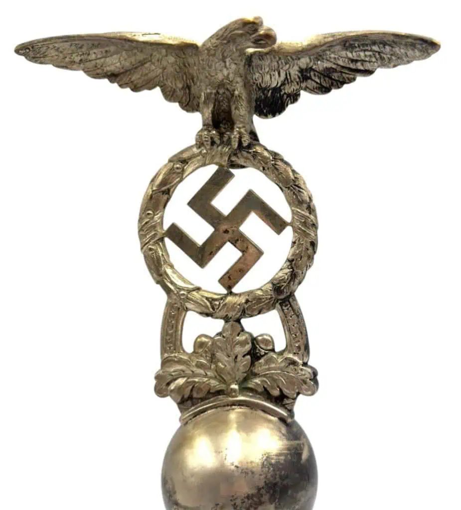 VERY RARE OUTSTANDING Original German Third Reich Eagle Pole Topper NSDAP Herborn Town Flag Standarte Certified — image 9