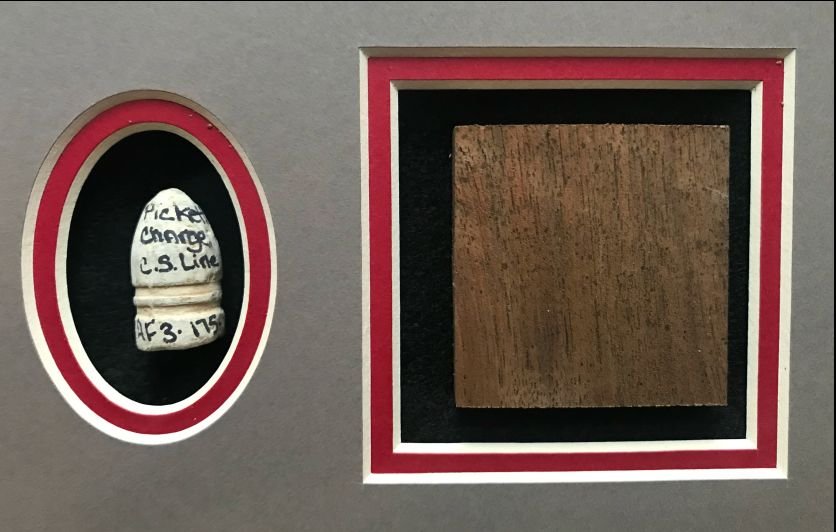 Pickett's Charge Confederate Line Battlefield Wood and Confederate Bullet Display In Collector's Glass Case Certified — image 4