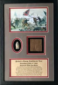 Pickett's Charge Confederate Line Battlefield Wood and Confederate Bullet Display …