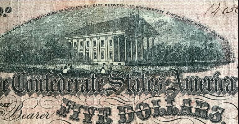Authentic Civil War Confederate Money, $5 Note Standard Grade Certified By The Gettysburg Museum Of History — image 5