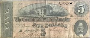 Authentic Civil War Confederate Money, $5 Note Standard Grade Certified …
