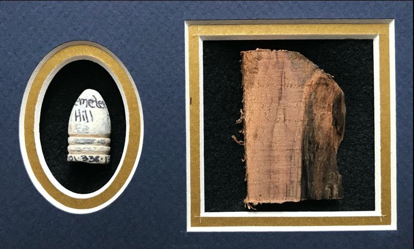 The Gatehouse At Evergreen Cemetery Gettysburg Witness Wood and Bullet Display In Collector's Glass Case — image 5