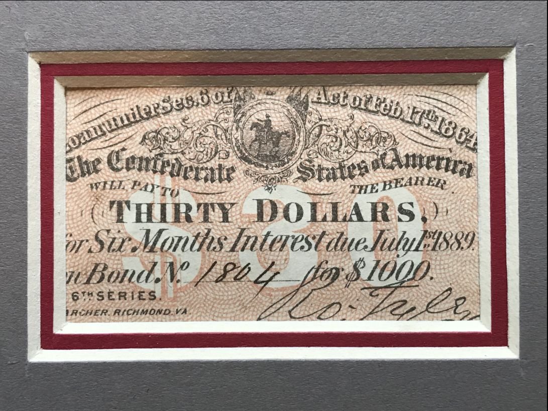 Authentic Confederate Bond Note And Civil War Bullets Display In Collector's Glass Case — image 5